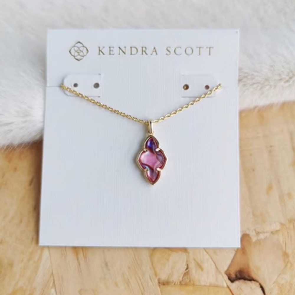 Kendra Scott Framed Abbie Gold Light Burgundy Necklace NWOT